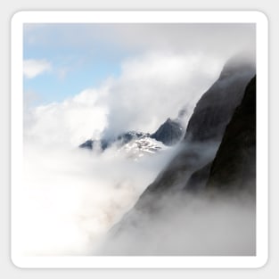 Misty Mountains in Milford Sound New Zealand Sticker